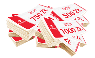 Bony towarowe Selgros o wartości: 250 zł, 500 zł, 1000 zł
